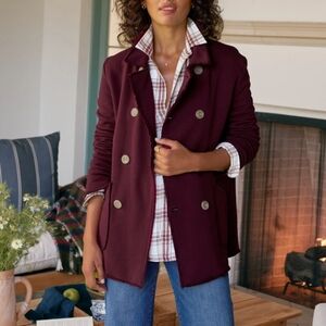 Frank & Eileen Belfast English Peacoat In Currant Cotton Triple Fleece